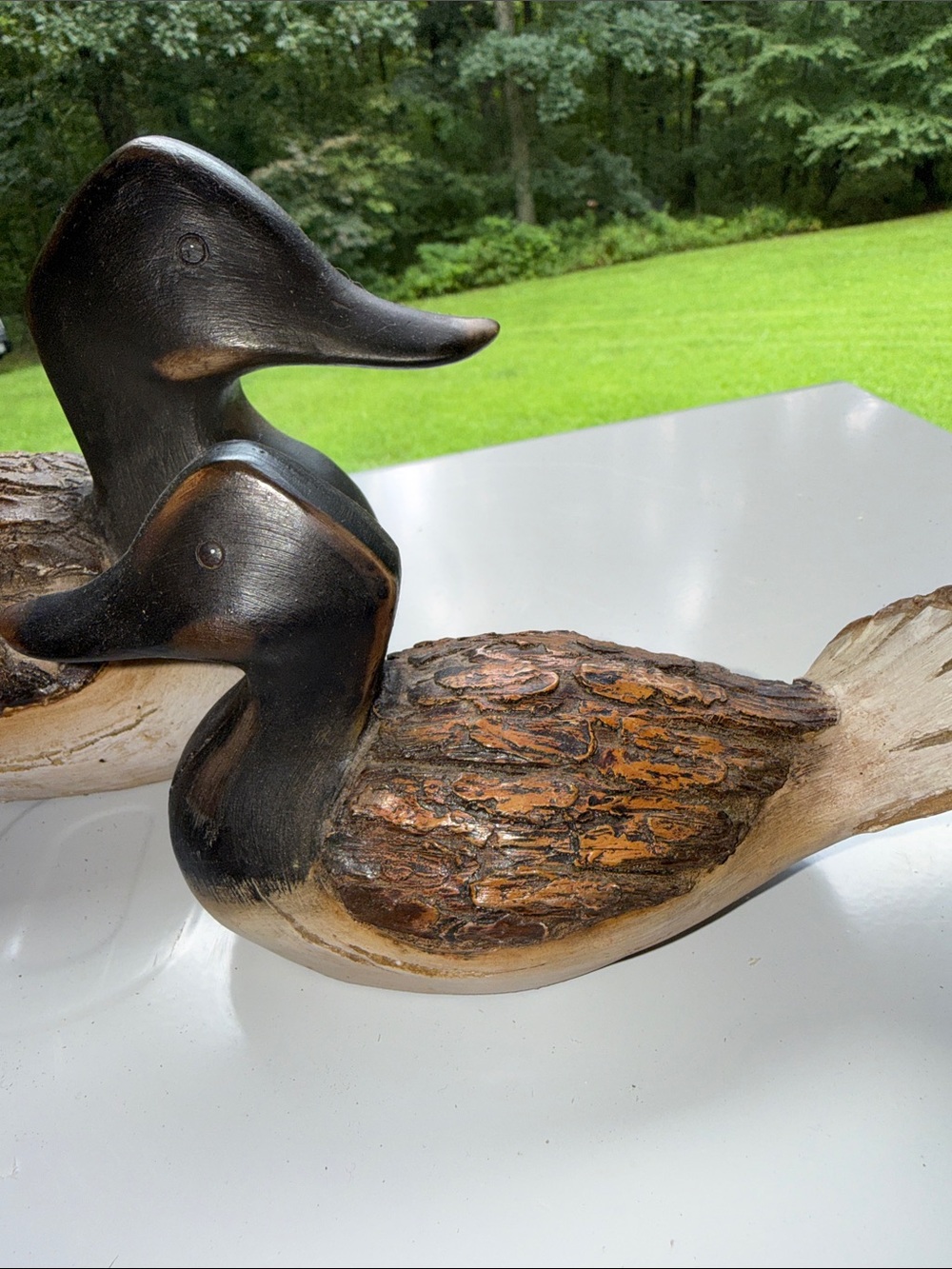 Handcrafted Wooden Duck Pair - SmallBrown and Black Decorative Home Art - Picture 9 of 9